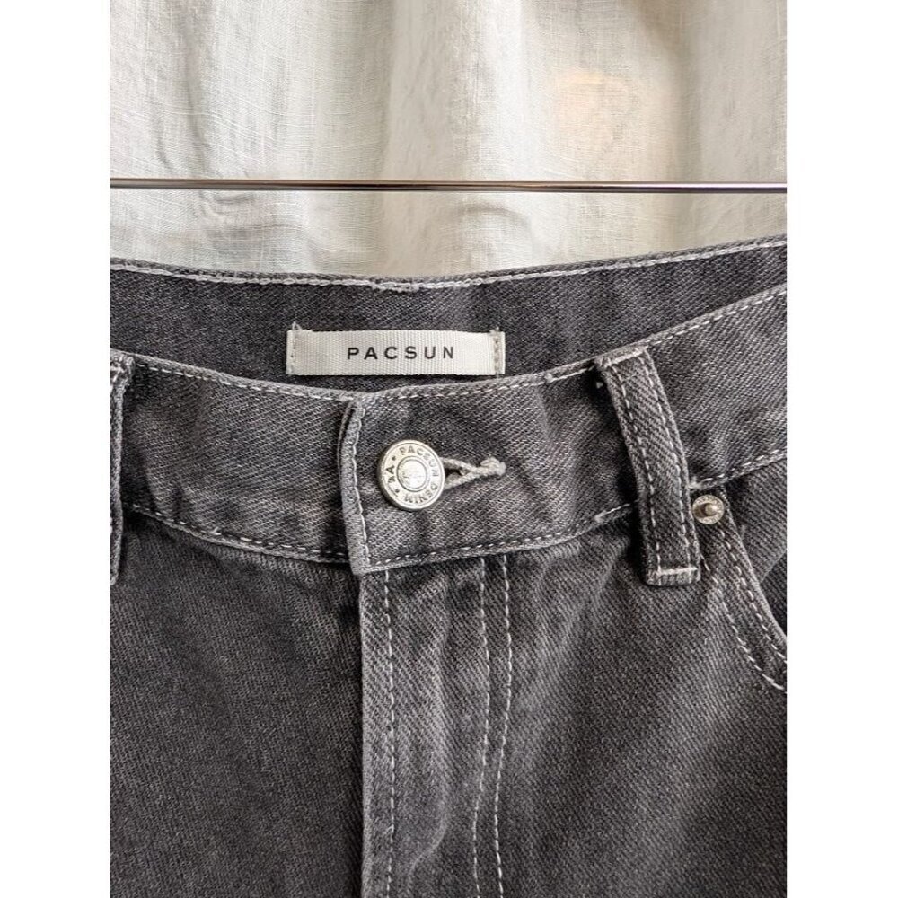 Pac Sun women's 26 high rise boyfriend jeans gray black straight leg denim B10 - Picture 2 of 12